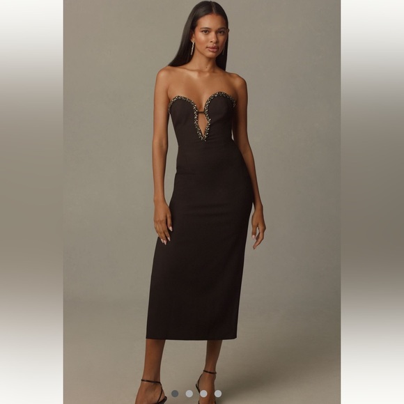 Anthropologie Dresses & Skirts - Anthropologie Bardot Eleni Diamante Strapless Black Midi Dress Size 8